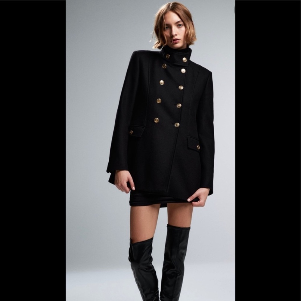ZARA Manteco Wool Military Pea Coat